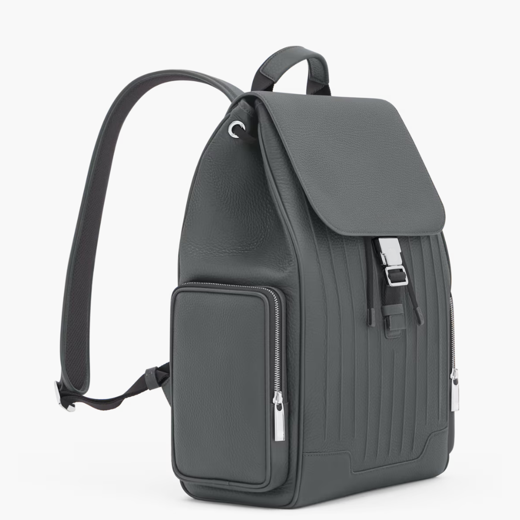 Vander Italian leather flap backpack — detail view
