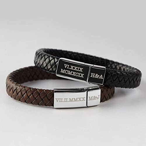 Vander Vanguard braided leather bracelet with stainless steel details
