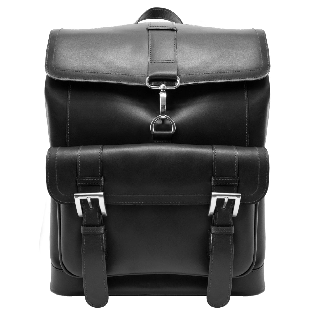McKlein Hagen black leather laptop backpack, fits 14-inch laptops