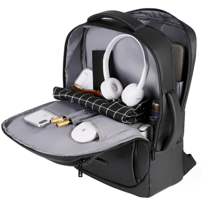Water-resistant nylon backpack — side view