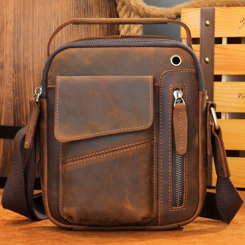 Vander Voyager leather travel bag — back view