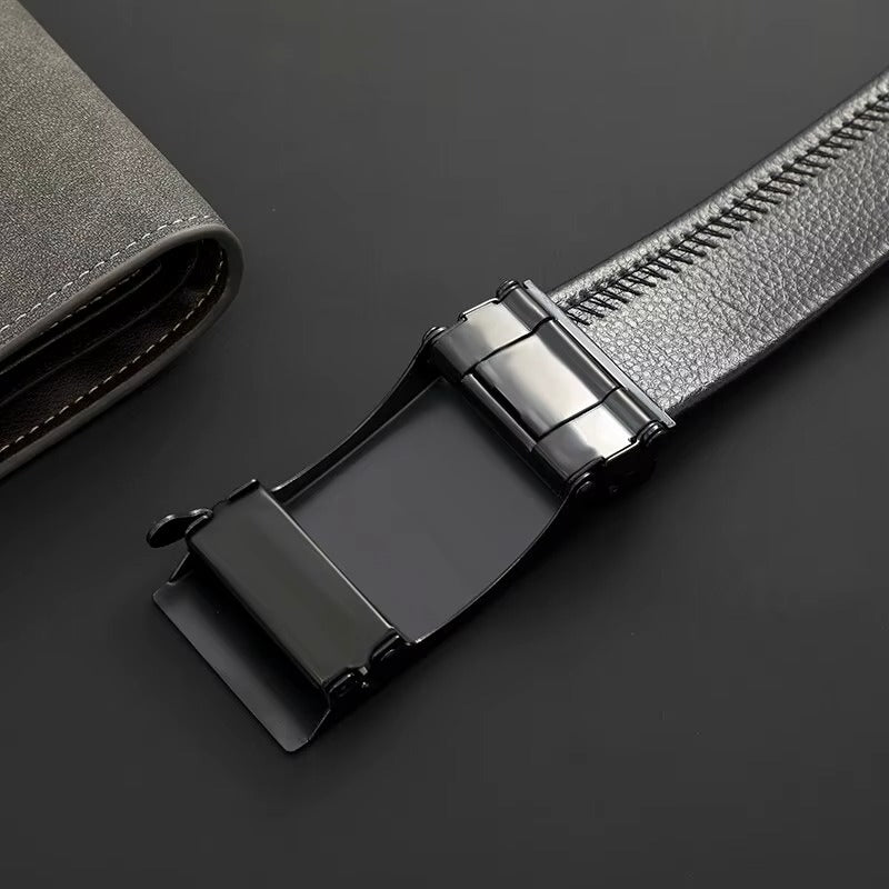 Vander Titan leather belt — full length view