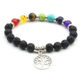Lava stone diffuser bracelet with Tree of Life medallion and colored beads